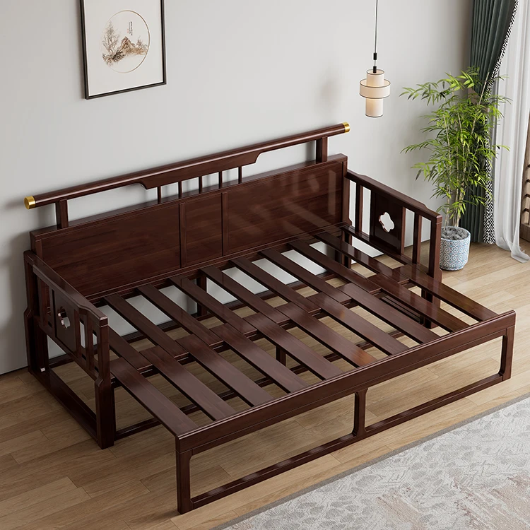 LMM new Chinese solid wood Arhat bed sofa bed dual-purpose push-pull bed Ming-style tea table and chair combination