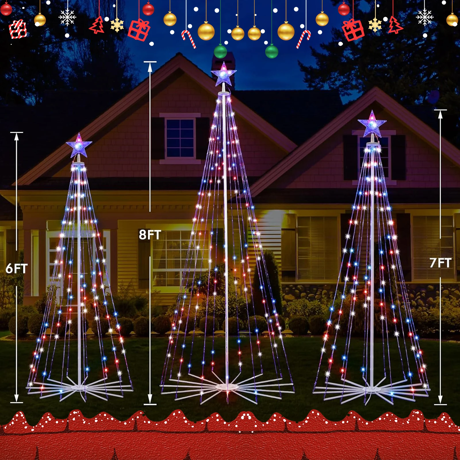 2.4 متر RGBW شجرة عيد الميلاد لتقوم بها بنفسك الإضاءة 16 مليون LED قبل مضاءة شجرة مخروطية اللون تغيير أضواء الموسيقى مزامنة ديكور داخلي في الهواء الطلق #5