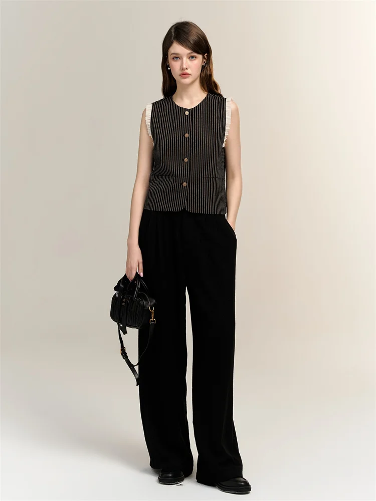 

Chill Zoe Briti Ele Striped Vest Women's Outerwear Faionable Agel Spring 2026 New Arrival Polyester Cotton Blend