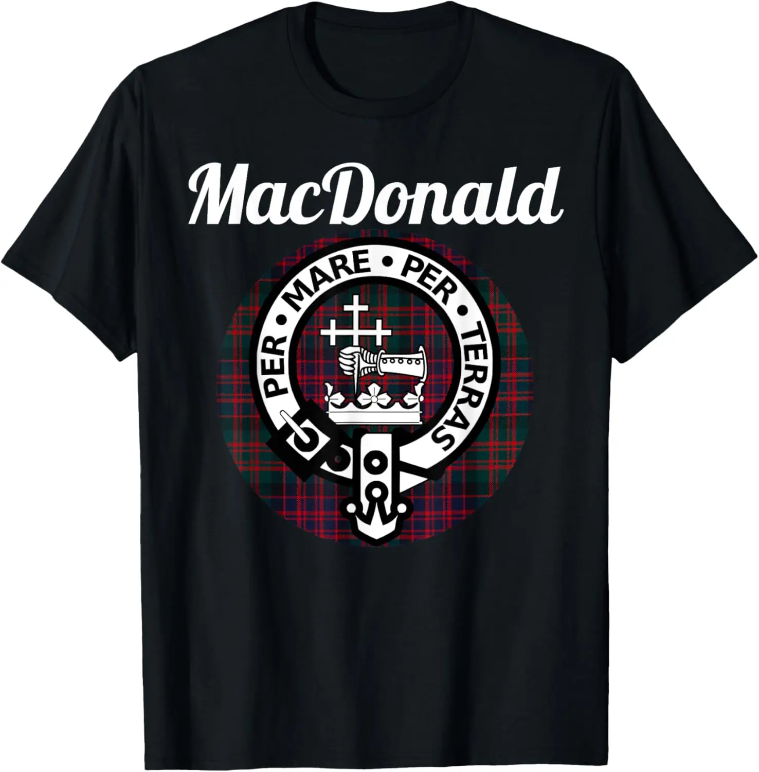 MacDonald Clan Scottish Name Coat Of Arms Tartan T-Shirt