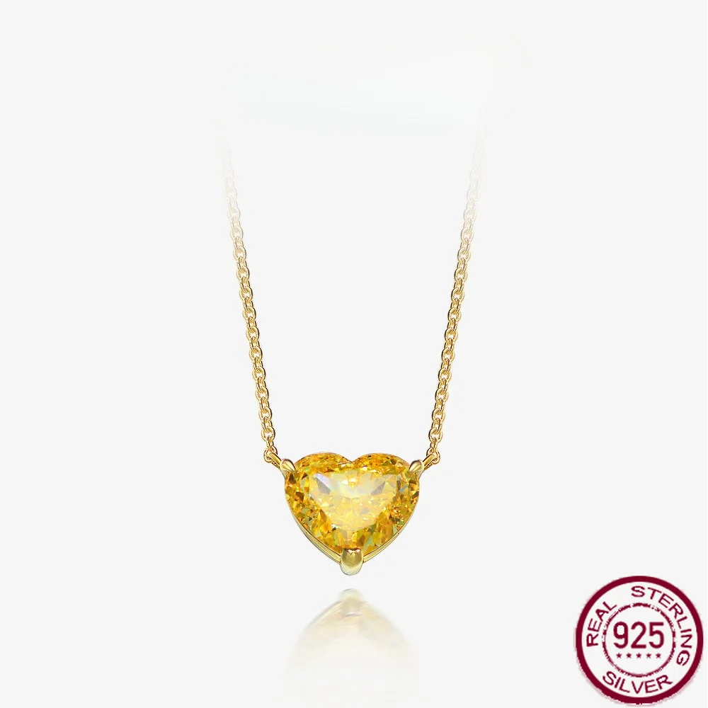 New S925 silver necklace 10ct heart-shaped 10 * 12 minimalist temperament collarbone chain gold pearl chain engagement jewelry