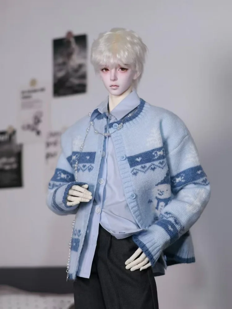 (Weihnachtspullover) BJD Puppenkleidung für ID75 YC77 AM77 Puppen Rot Blau Pullover Puppen Kleidungszubehör (keine Puppe)