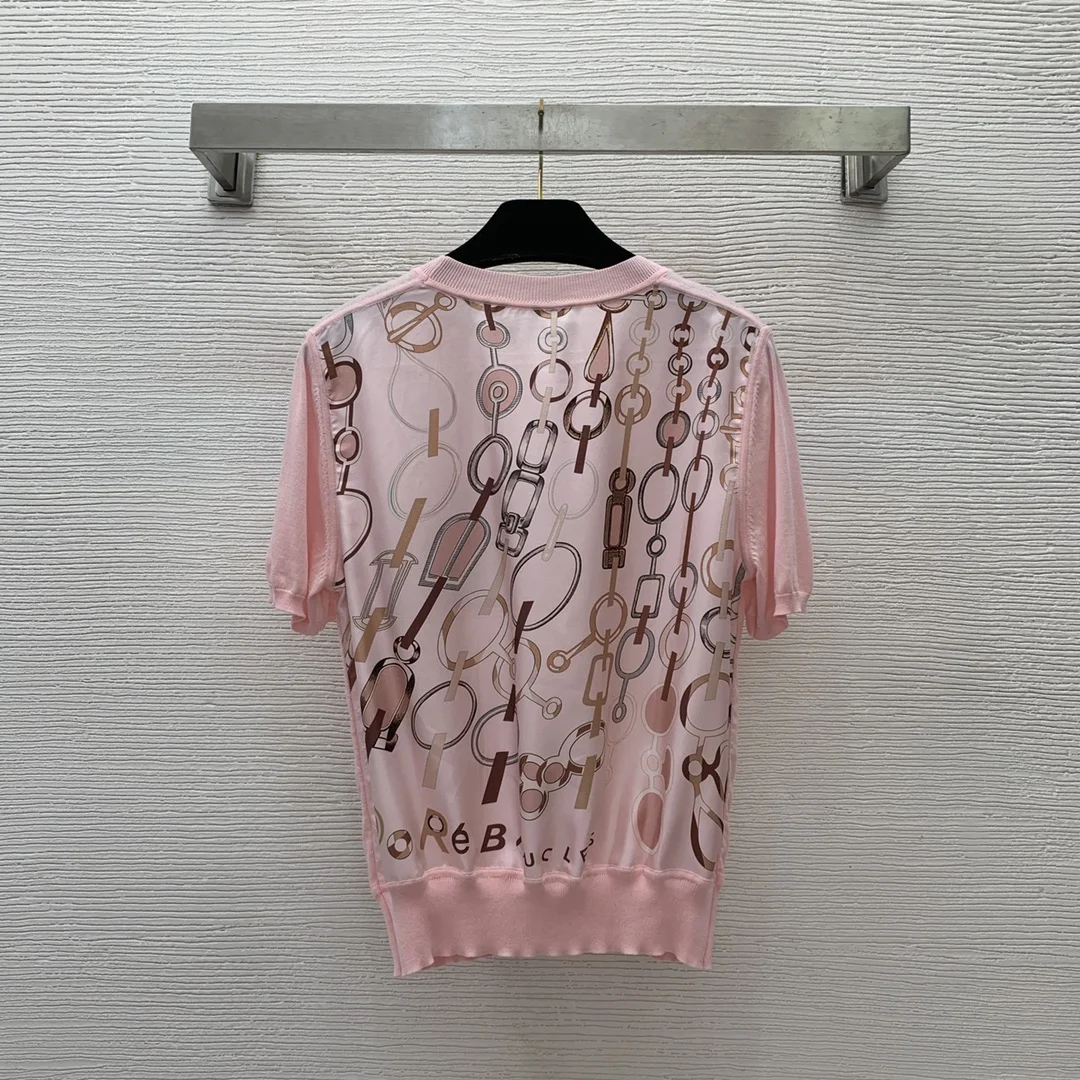 

New high-end customized Tencel cotton blend fabric, silk twill silk, round necked pullover short sleeved knitted shirt top