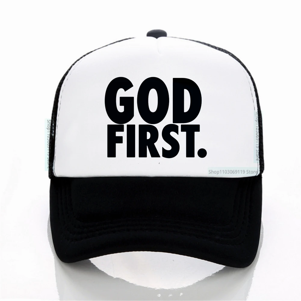 

"GOD FIRST" Unisex Adjustable Baseball Cap Outdoor Sports Net breathable hats Adjustable for Men Snapback Caps
