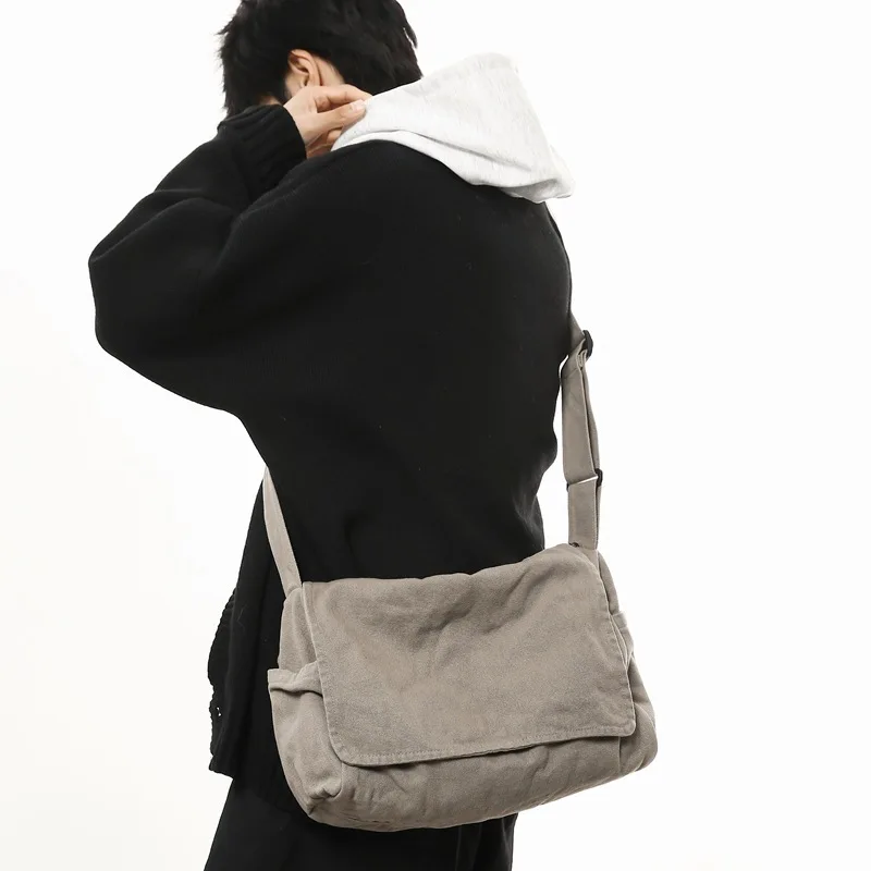 

New canvas shoulder bag for male and female students, casual mailman bag, Instagram trendy and versatile crossbody bag