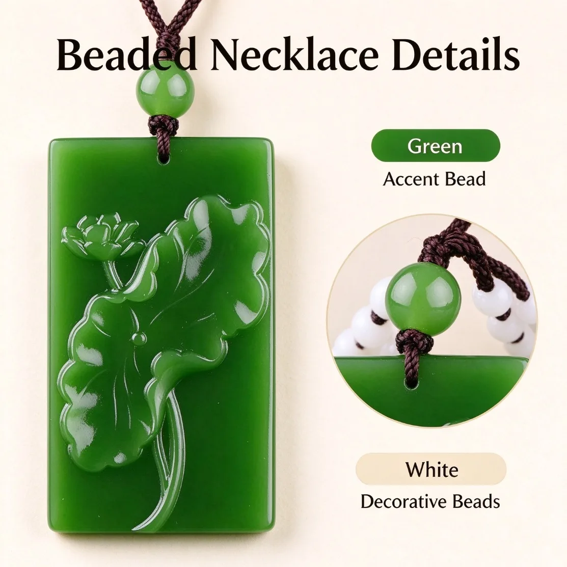 Natural Green Jade Lotus Pendant Necklace Flower Yoga Meditation Amulet Sweater Chain Jewelry Women Daily Wear Spiritual Gifts view 4