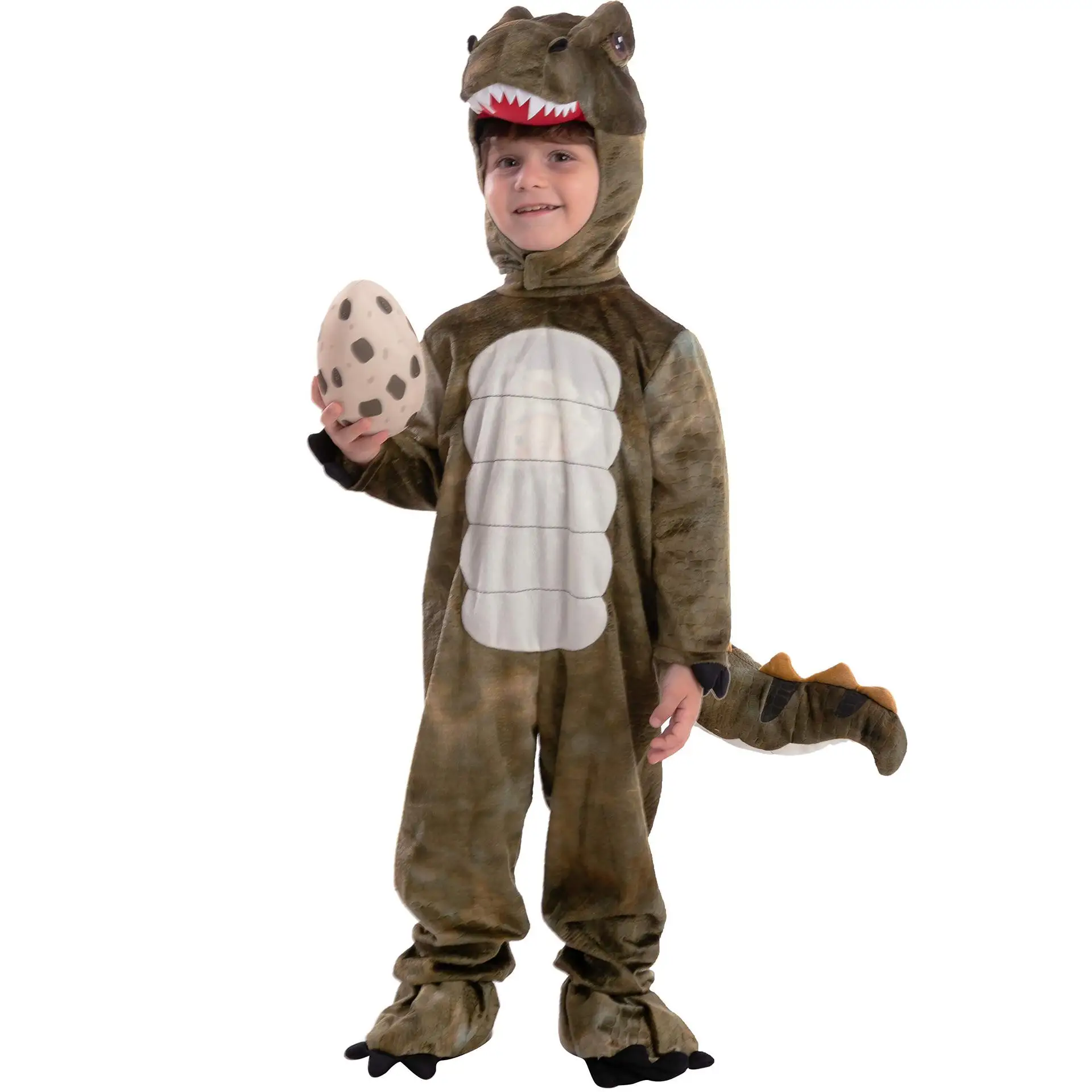 Halloween Outfit Mascot Tyrannosaurus Rex Cosplay Funny Dinosaur brown jumpsuit  for kid costume party