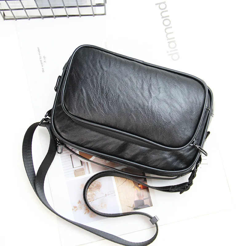 PU leather square shoulder bag for outdoor use, lightweight, large capacity, business casual, commuter crossbody bag