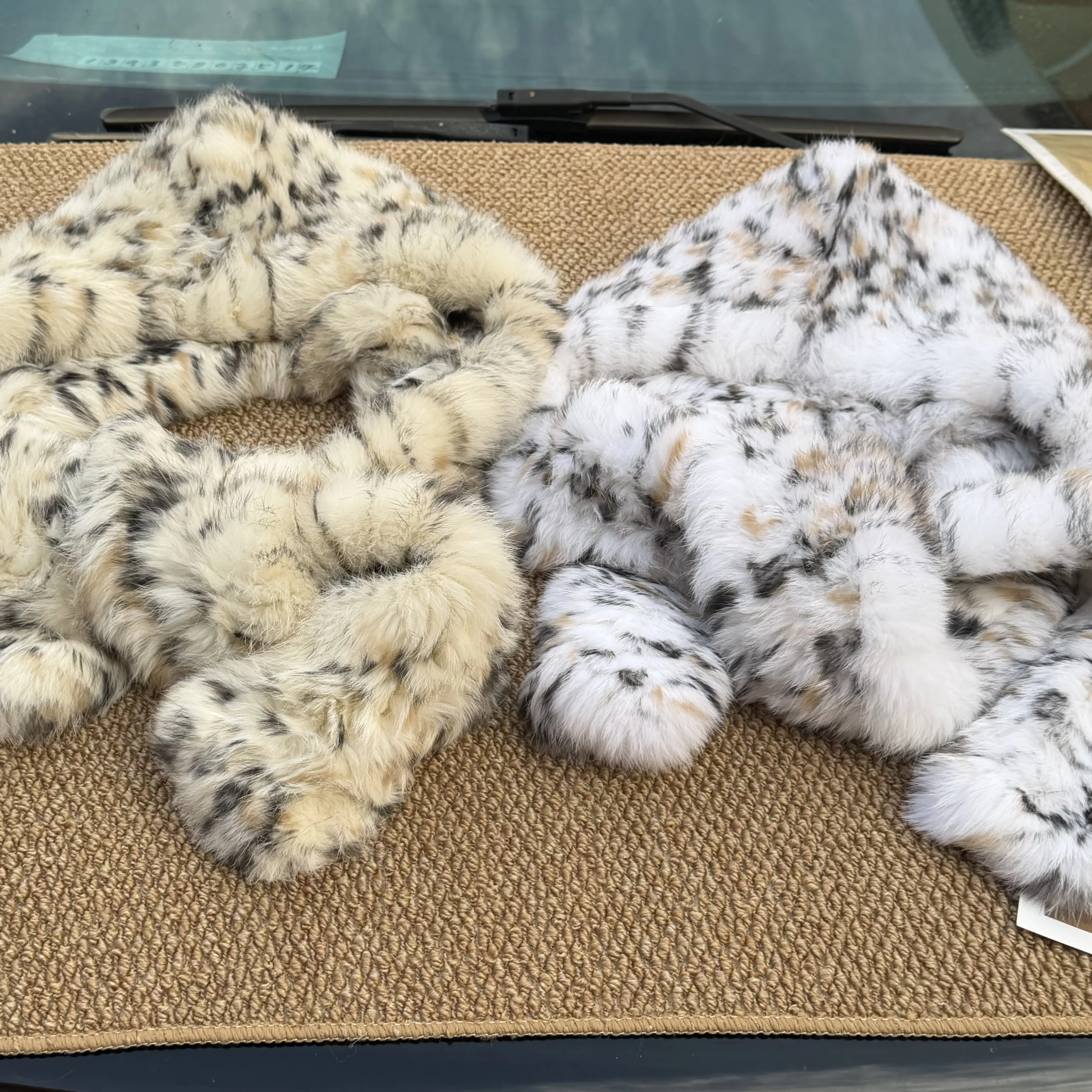 Real Rabbit Fur Scarf Hat Set Women's Double-Sided Thick Warm Fluffy Fur Scarf for Autumn Winter