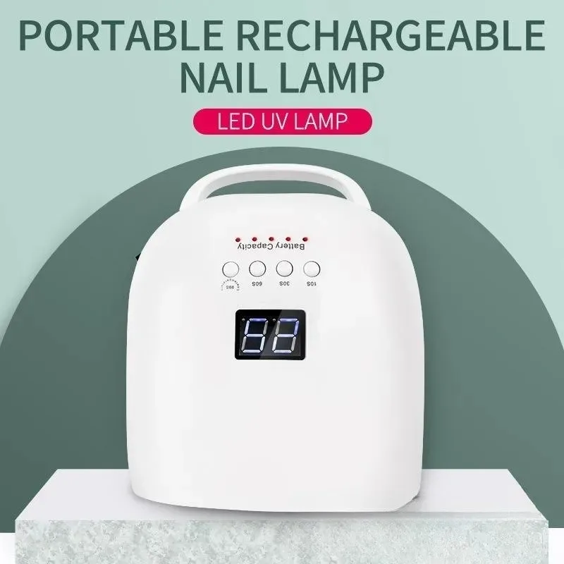 Lámpara de 86W para manicura, lámpara LED UV solar inalámbrica recargable, secador de uñas para curado de todos los geles, luz de 52 LED con Sensor de temporizador LCD