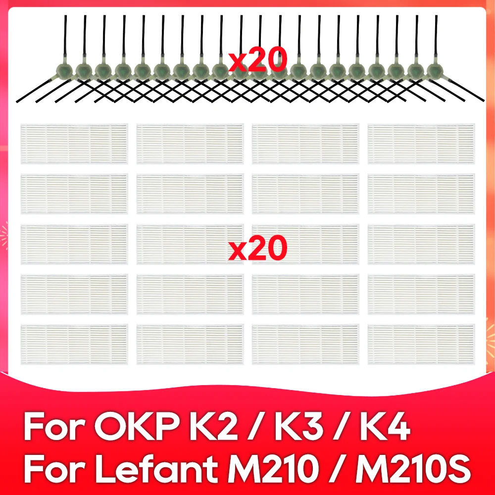 Lefant M210 / M210S / M210B / OKP K2 / K3  로봇 진공 교체 예비 부품 액세서리, 사이드 브러시 헤파 필터, M210, M210S, M210B, OKP K2, K3 호환 