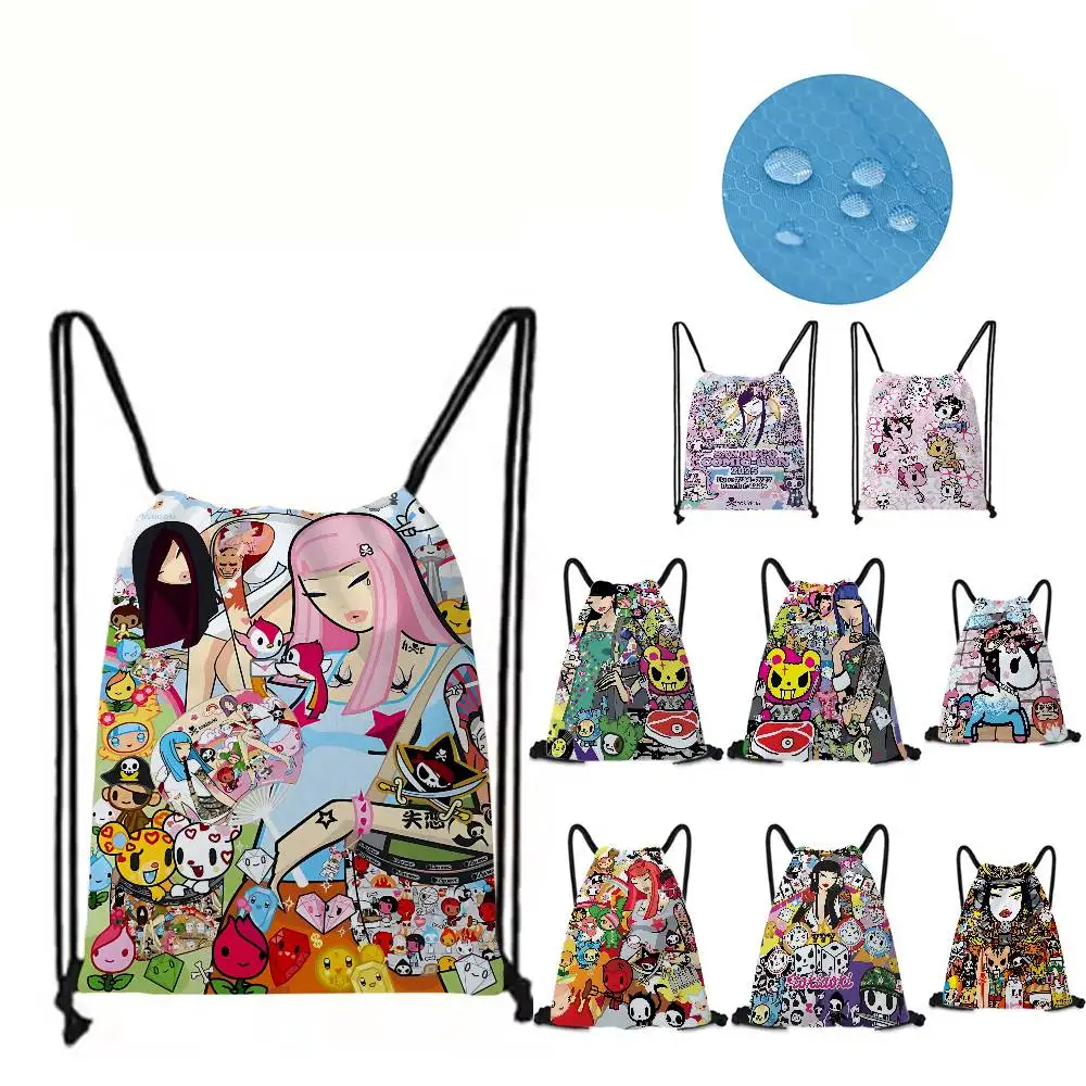 أزياء شعبية T-Tokidoki شعار شخصية الرباط على ظهره الرياضة حقيبة قاعة رياضة للنساء الرجال حقيبة التسوق #6