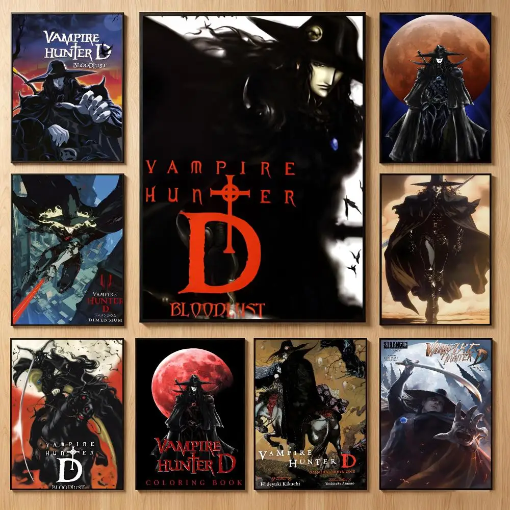 Dark Fantasy Anime V-Vampire Hunter D Poster Classic Self-Adhesive PP Wall Sticker for Living Room Bar Decor Gift
