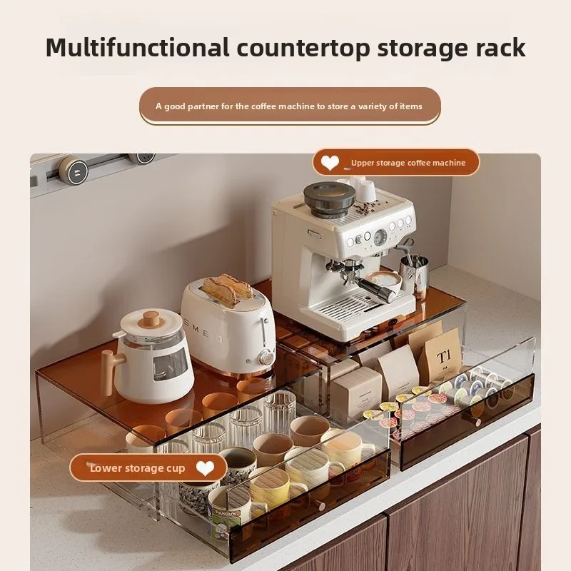 Capsule coffee machine storage rack, table table for water cups, tea bag storage box, base-based, drawer-style storage cabinet