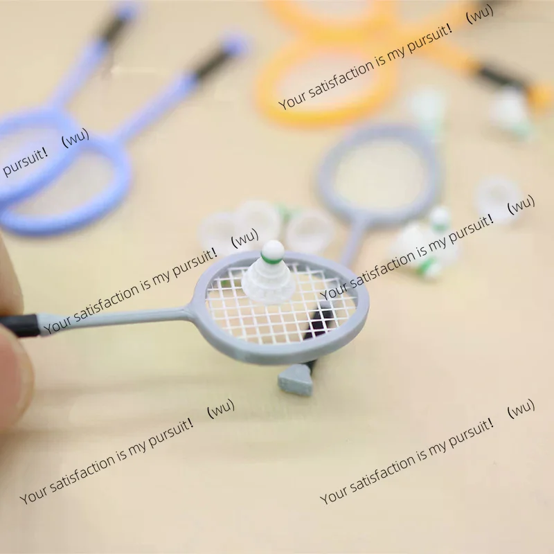 Doll House Miniature 1/12 Scale Badminton Racket Set, Mini Sports Simulation Scene for Pretend Play