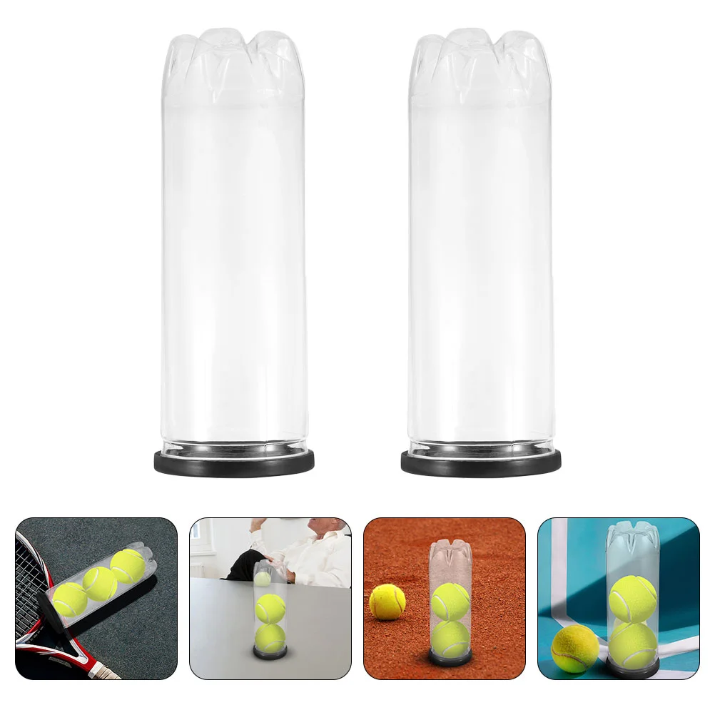 5 Pcs Tennis Balls Cylinder Transparent PVC Tube Container Black Lid Reusable Storage Bottle Sports Supply Clear Holder Portable