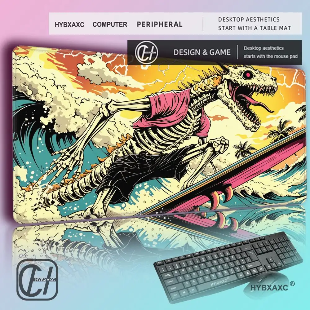 

HYBXAXC Skeleton Dragon MousePad Gaming Mousepad Rubber Base with Stitched Edge Non-Slip DeskPad Computer Large Desk Accessories