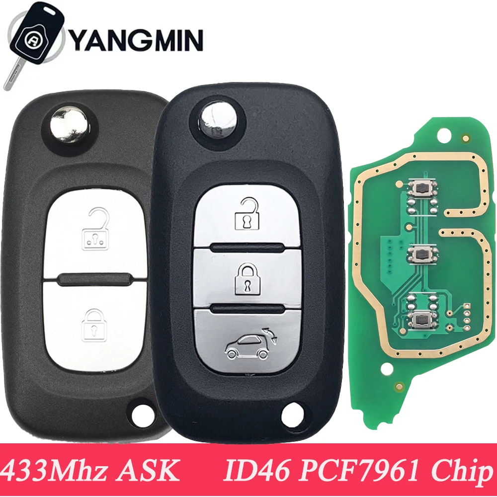 

433Mhz ASK Flip Remote Key For Mercedes Benz Smart Fortwo 453 Forfour Citan PCF7961 ID46 Chip car key 2/3 Button for benz