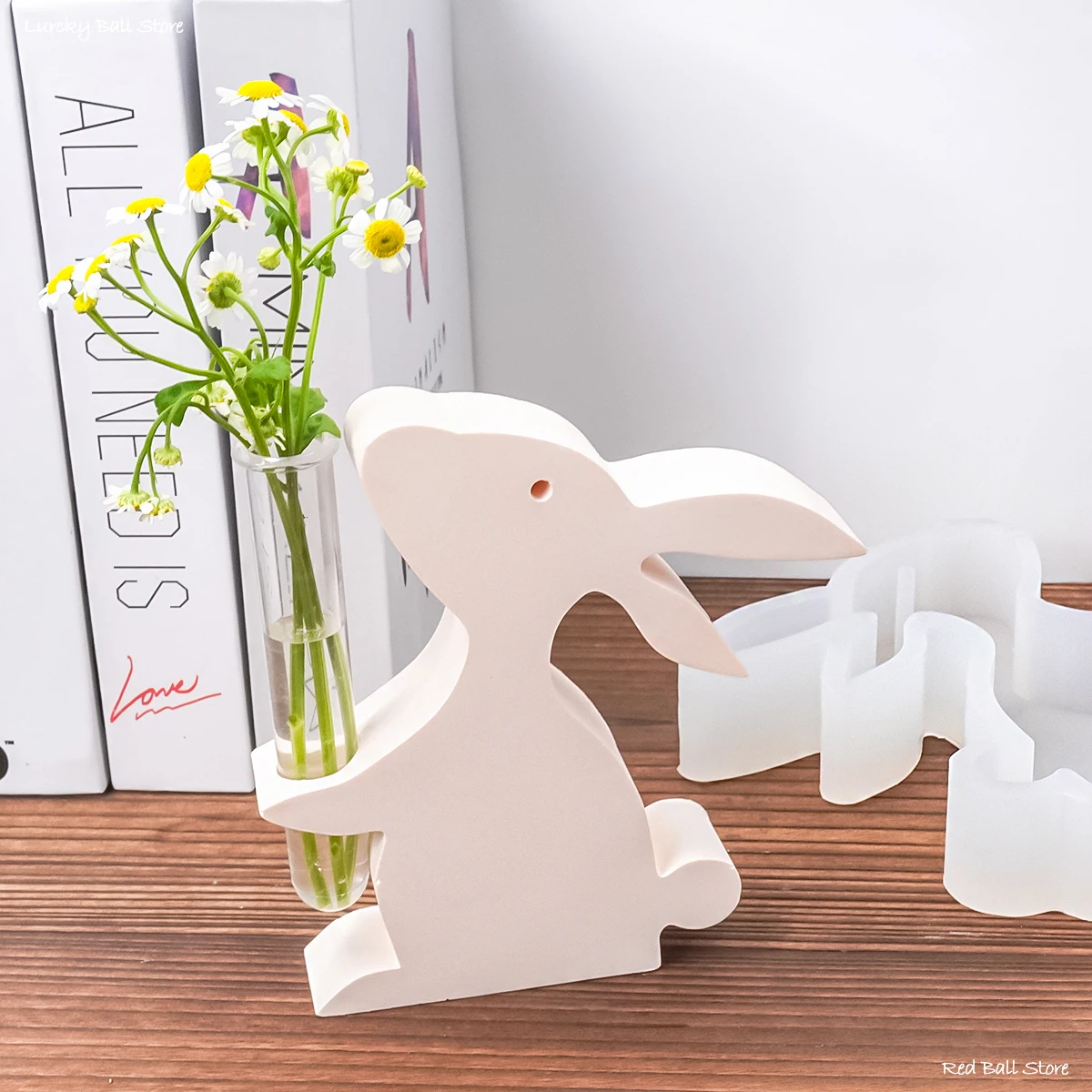 Rabbit Hydroponic Vase Silicone Mold Easter Bunny Decoration Flowerpot Vase Concrete Mould Test Tube Flower Pot Molds Home Decor image 3