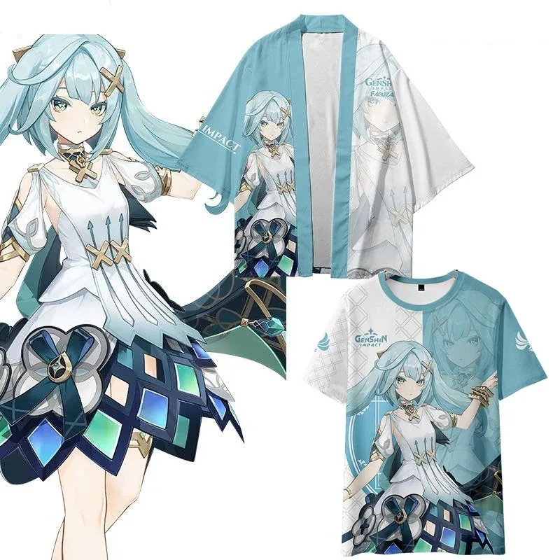 

Футболка и шорты для косплея Game Genshin Impact Faruzan, женская футболка с коротким рукавом, уличная одежда Haori Manto, женские топы,