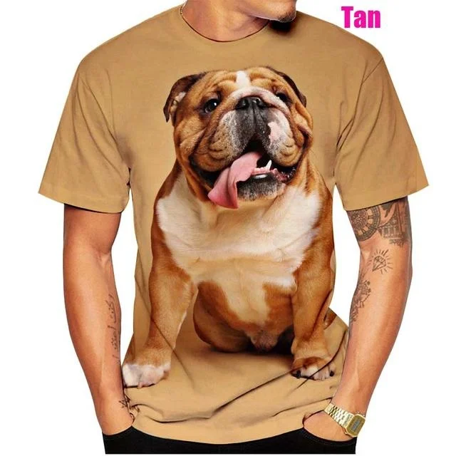 3D Printed T-shirt French Bulldog Men\'s T-shirt Summer Casual Short Sleeved Pet Dog Shirt Top