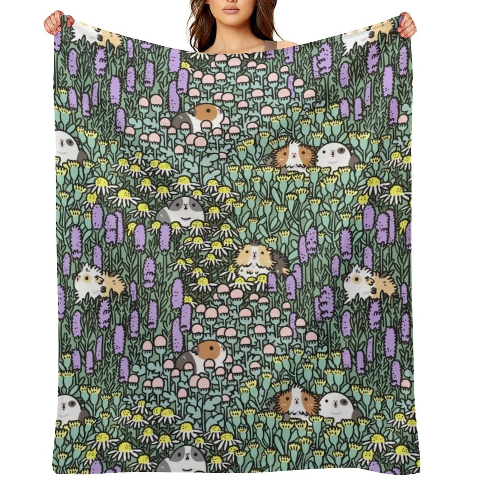 

Guinea pigs and garden herbs pattern Throw Blanket Sofas For Decorative Sofa christmas gifts Sofa Throw Blankets