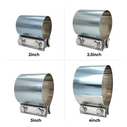 2Pcs 2“ 2.5“ 3” 4“Butt Joint Exhaust Band Clamp Stainless Steel Universal Exhaust Sleeve Coupler Pipe  Clamp Car Accessories