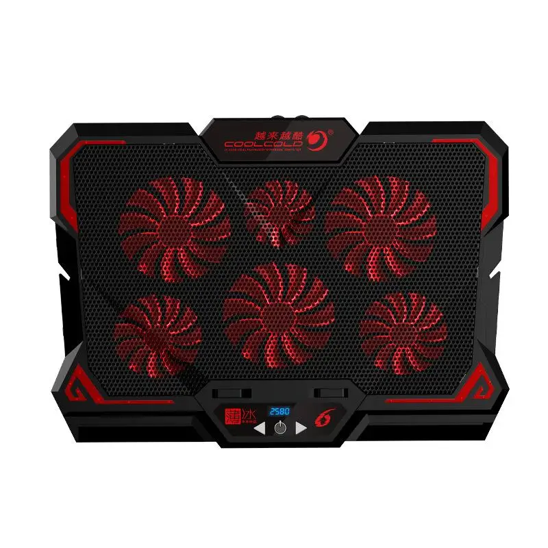 New! 17Inch Gaming Laptop Cooler Six Fan Adjustable Wind Speed Led Screen Usb Port 2600Rpm Laptop Cooling Pad Notebook Laptop