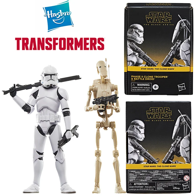 

Hasbro The Black Series Star Wars The Clone Wars Phase II Clone Trooper & Battle Droid 2-Pack Original Action Figure Model Toy