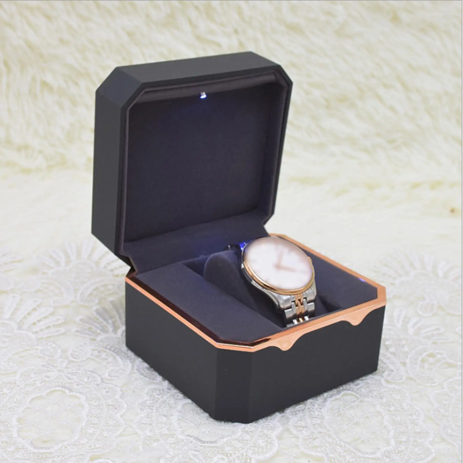 Watch Case Holder with Removable Flannel Cushion Single Slot Box Organizer for Men Women Bracelet Gift Display