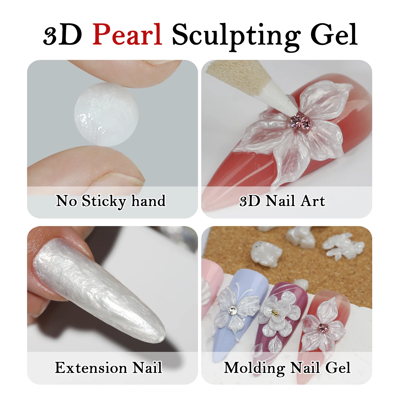 5ml White Non Stick Hand Carved Gel Nail Polish for 3D Shaping Nail Art Solid Pearl Satin Gloss Gel for Nail Design Decoration - Image 6