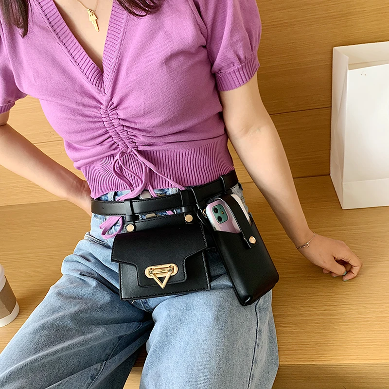 2023 neue 2Pcs Taille Taschen für Frauen Hohe Qualität PU Brust Tasche Designer Bodypack Nette Taille Pack Luxus Geldbörse umhängetasche – Detail 1