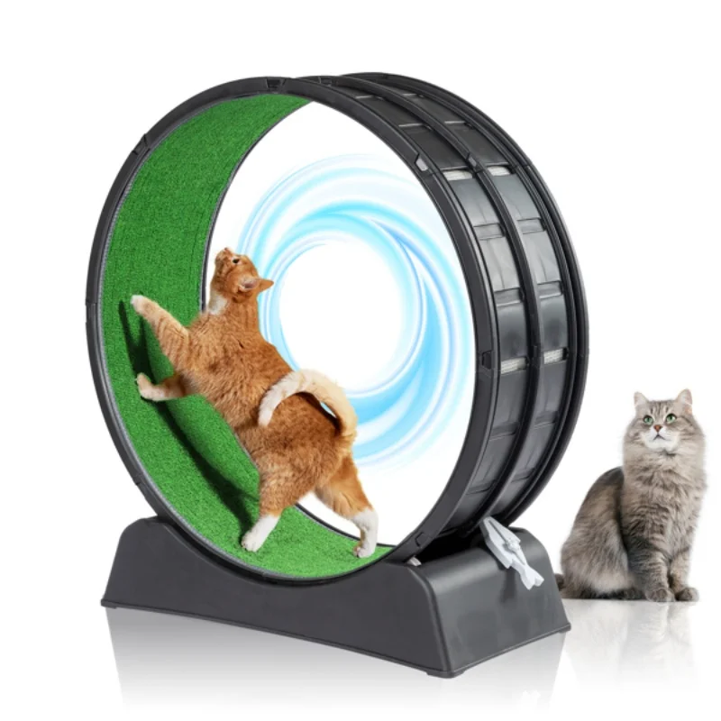 

Cat Exercise Wheel, 31 inch Cat Wheels for Indoor Cats, Cat Treadmill Wheel Exerciser with Carpeted Runway, Plastic Cat Running
