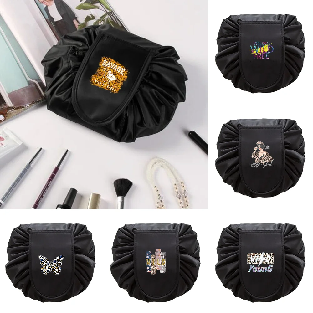 

Makeup Bag Lazy Cosmetic Bag Suitable Trave Can Store New Wild Print Large-Capacity Drawstring Organizer Portable Cometic Case