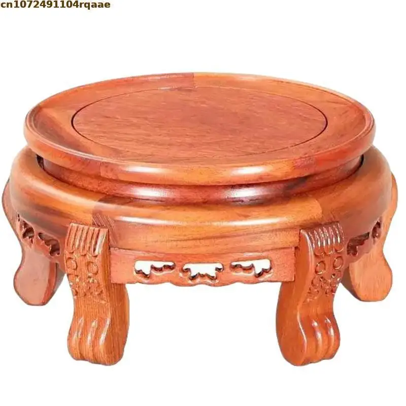 

7.5-50cm Diameter Miniature Redwood Candy Table Furniture Figurine Vase Flower Pot Sorting Table Stand Buddha Pedestal Wood Base