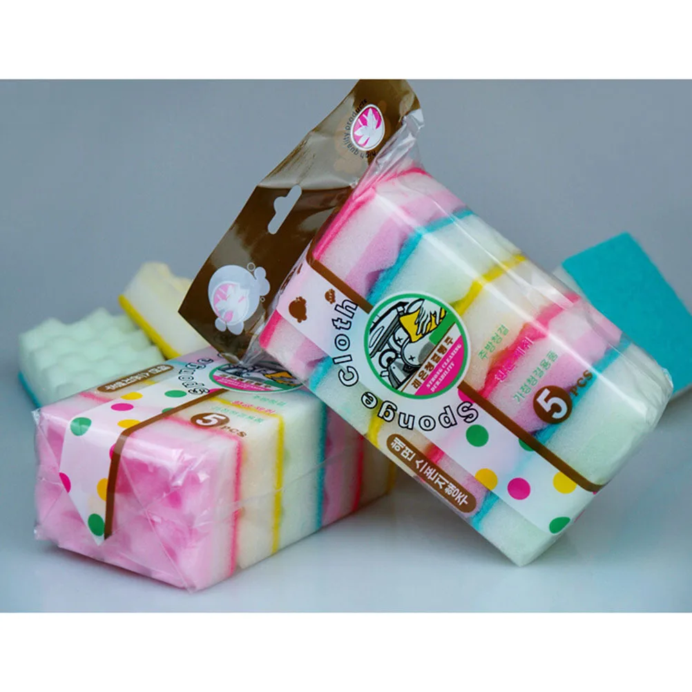 

5pcs Dish Washing Rinse- Odor Resistant Scrub Sponge Non Slip Kitchen Cleaning Sponge Durable Scrubbing Pad For