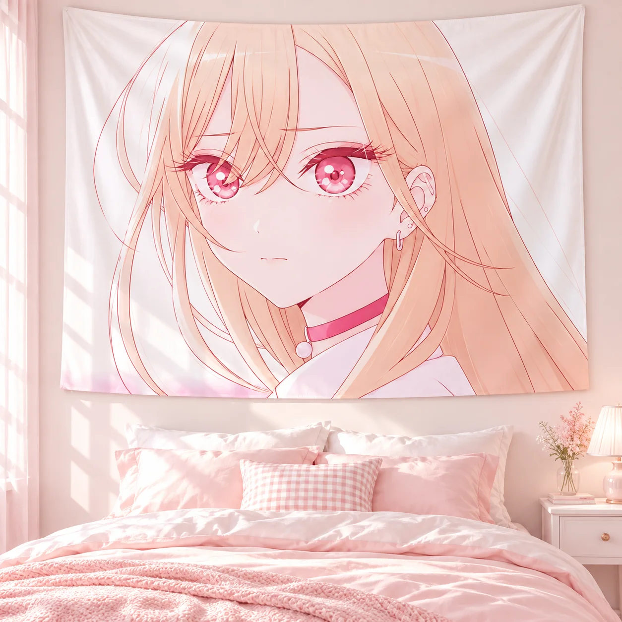 Marin Kitagawa Anime Tapestry My Dress-Up Darling Kawaii Wall Hanging Cloth Bedroom Dorm Aesthetic Background Wall Art Decor Gif