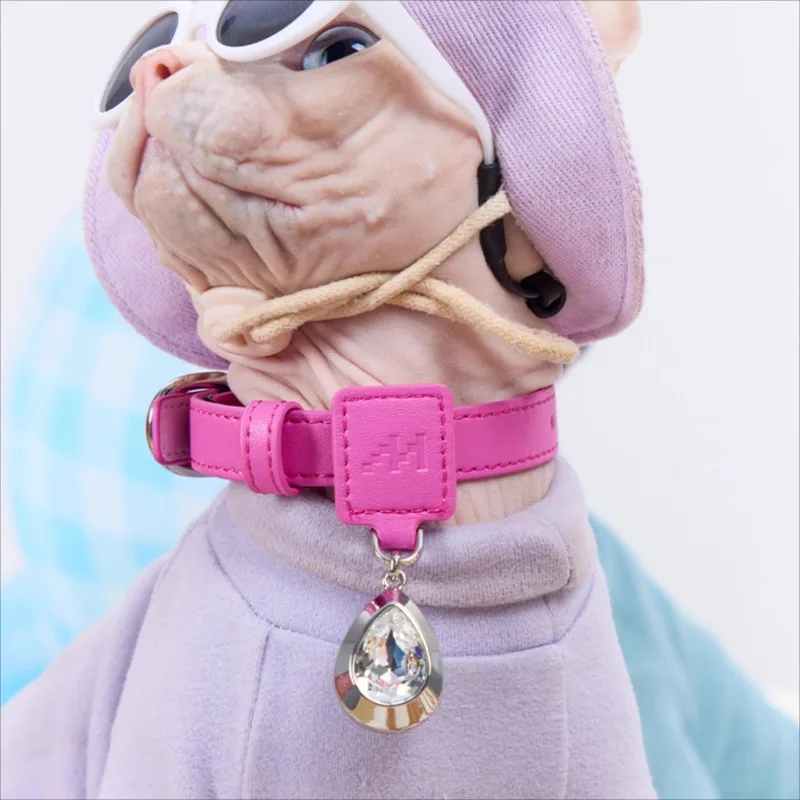 

‌Eco-Friendly Leather Dog Collar | Adjustable Decorative Pendant, Quick-Release Leash & Durable Necklace for Cats All Sizes