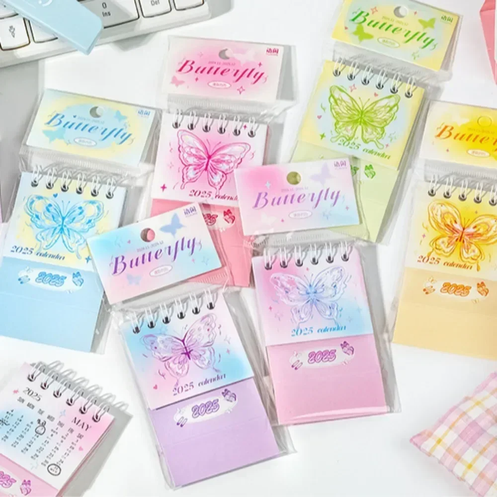 2025 Butterfly Mini Desk Calendar Creative Office Decoration Desktop Calendar Daily Memo Calendar Learning Planner 2024