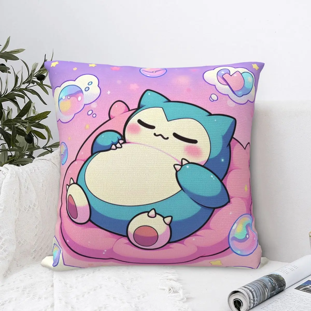 Pillow Case Snorlax Pokemon Square Pillow Cover Fashion Cushion Cover Pattern Pillowcases For Wedding Party Home Decor