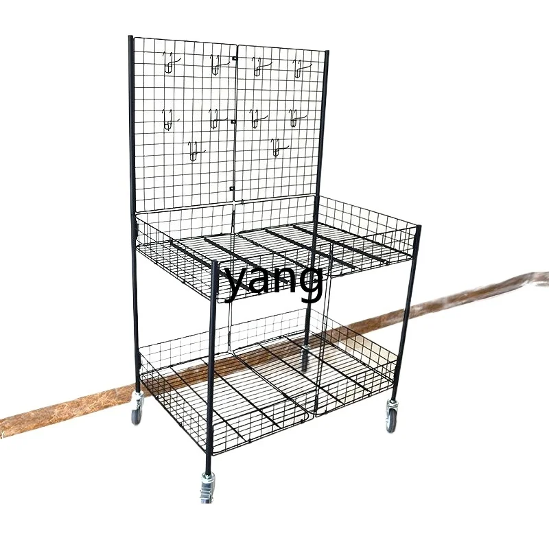 lmm Stall Push Cart with Backboard Promotional Flower Cart Shelf Foldable Mobile Sales Cart
