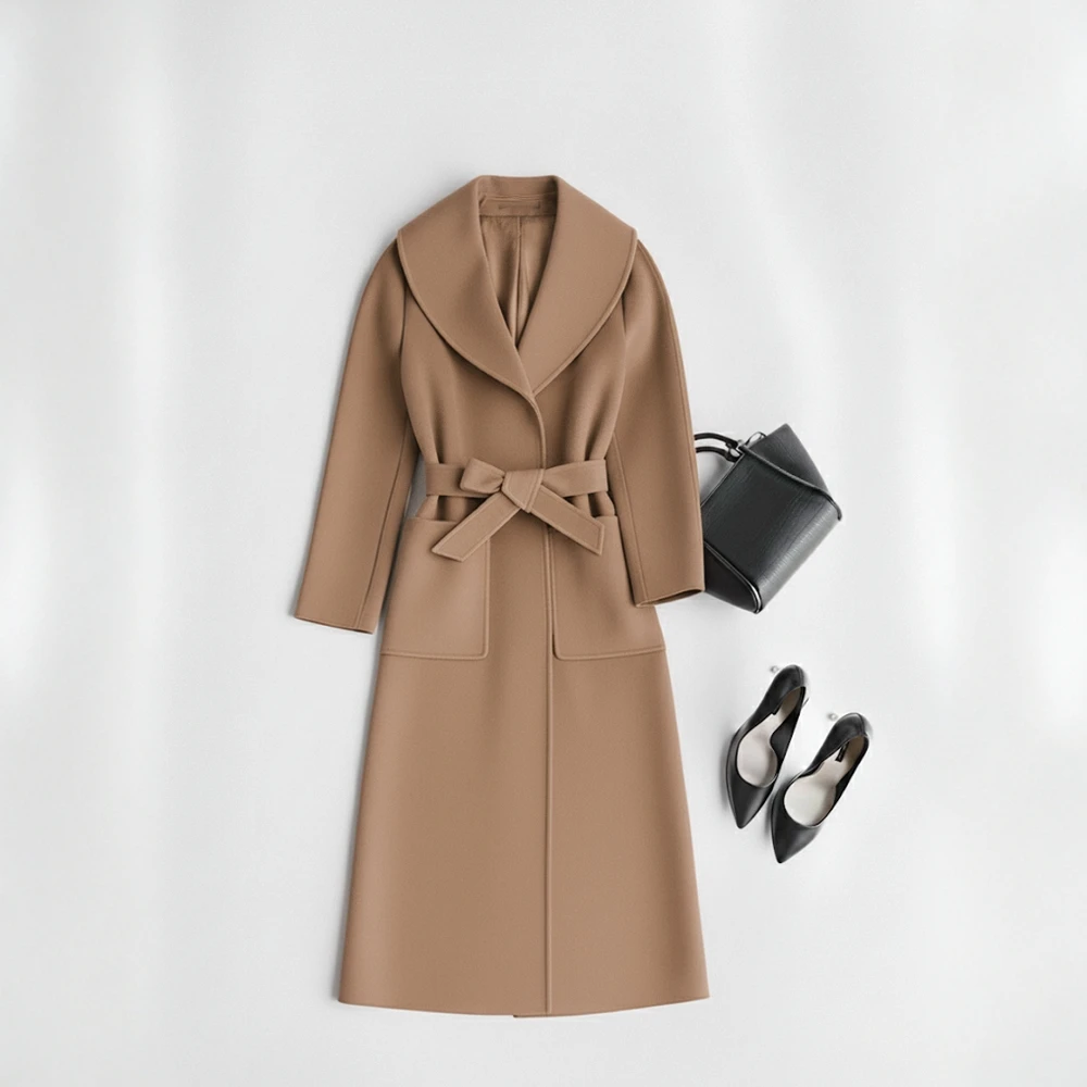 

Winter Woolen Coat Women's Fashion European Style Decorative Elements Absent For Autumn And Spring Use