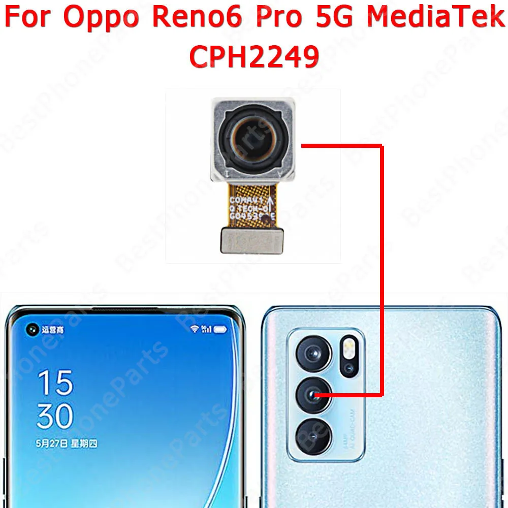 Selfie Rear Camera For OPPO Reno5 Reno6 Reno 5 6 Pro 5G Front Back View Facing Backside Big Camera Module Flex Cable Replacement