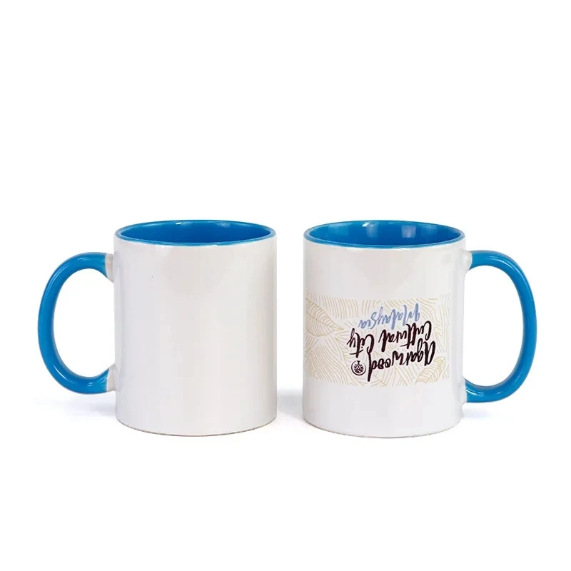 Heat Sublimation Blank Color Mug 11oz Ceramic Mug Heart Round Handle Coffee Tea Cup For Customized Logo Picture Print