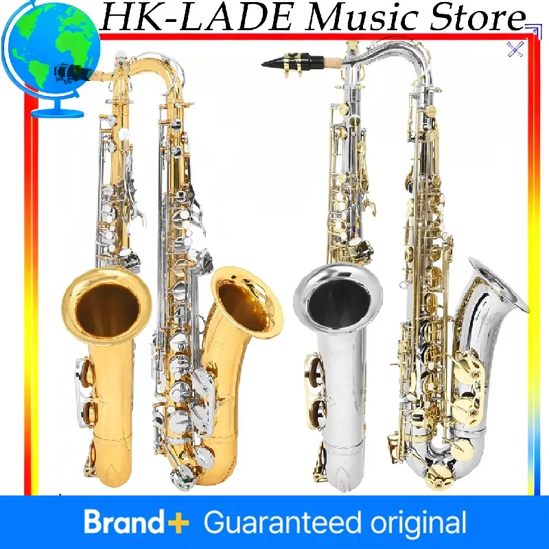 

New Musical Instruments Tenor Saxophone Bb Tone Nickel Plated Tube Silver Gold Key Sax With Case Reeds Bracket Gloves