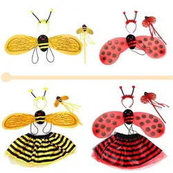 Anime winged bee ladybug princess fairy costume set Halloween costume magic wand dress cosplay prop girl dress up