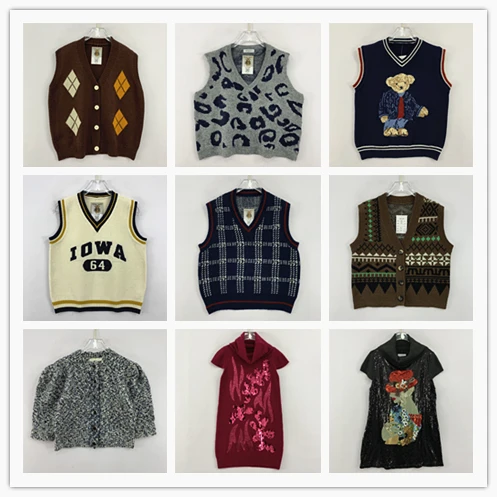 

Винтажный вязаный свитер большого размера, жилет с цветочным принтом, шерстяной открытый кардиган с ромбовидным узором, женский милый весенний осенний кардиган...