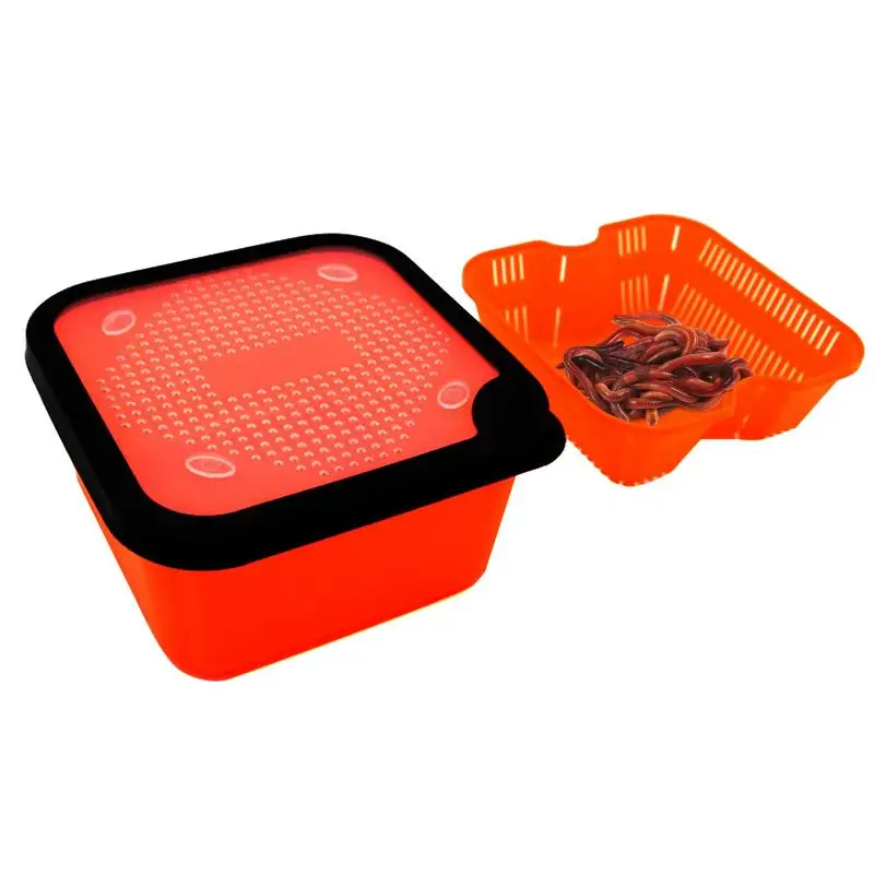 Live Worm Bait Box Red Worm Ventilation Case With Inner Frame Live Bait Case For Fishing Live Carp Fishing Lure Equipment