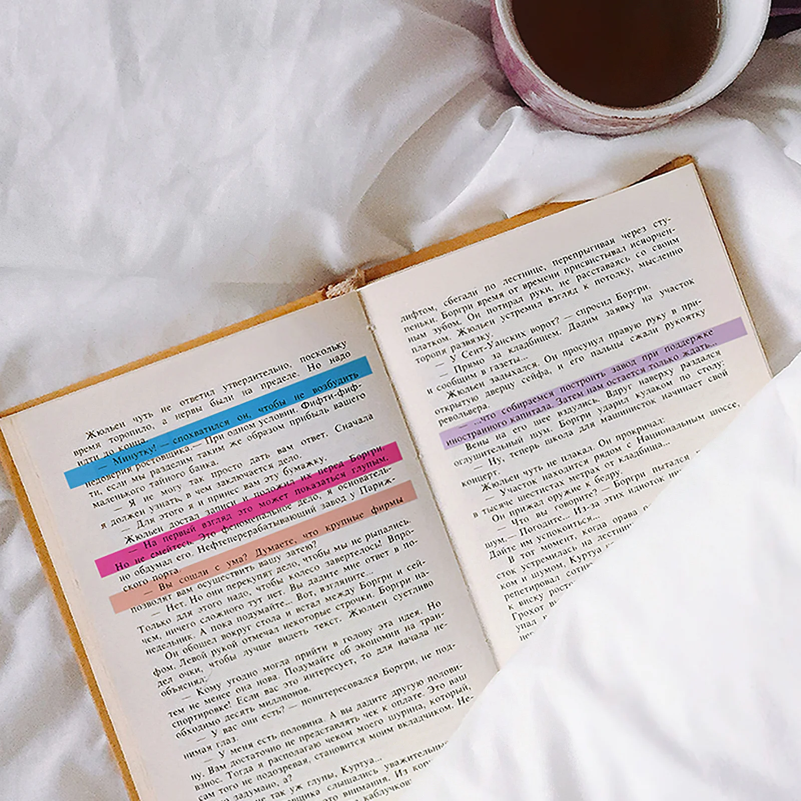 

2Pcs Reading Strips Fluorescent Highlighter Tape Colorful Sticky Page Markers Book Annotation Tabs Notebook Tabs for Studying