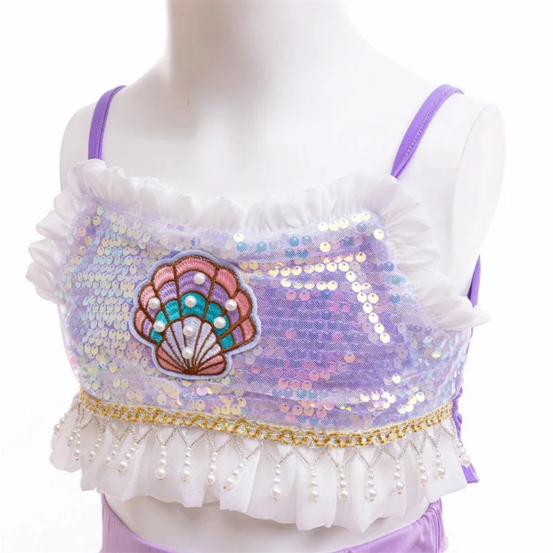 فتاة حورية البحر تأثيري فستان تحت شخصيات البحر زي الفتيات بلا أكمام الترتر قطعتين الكرة ثوب كرنفال ملابس الحفلات